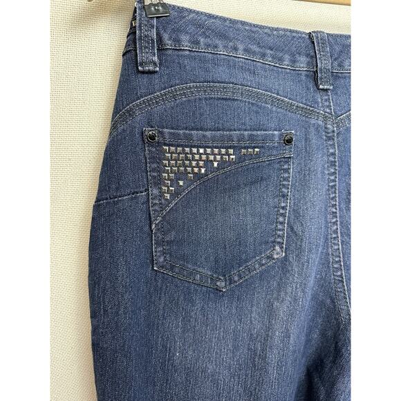 Code Bleu Jeans Womens Size 14 Inseam 30 Veronique Skinny Jeans Bling Preppy - Picture 14 of 16